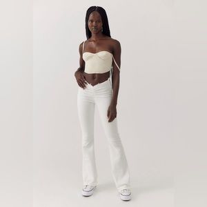 BDG white ruched front flare jeans NWOT SIZE 30